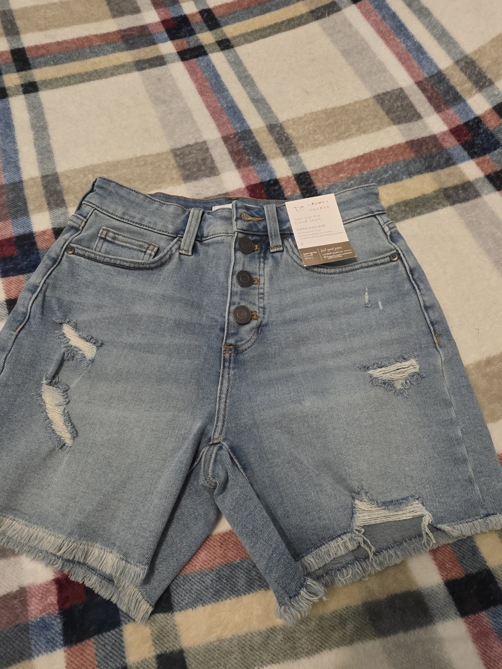LC Lauren Conrad Light Blue Distressed High-Rise Denim Shorts